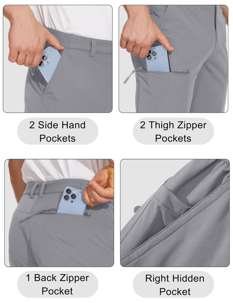 MAGCOMSEN Summer Pants for Men Hiking Water Resistant Lightweight Fishing Camping Pants Light Grey - Image 3